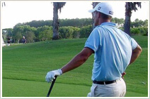 A man playing golf 